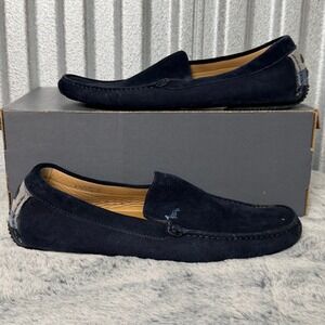 Harmont & Blaine Navy Suede Dog Logo Driving Moccasin Loafers Men Size 42